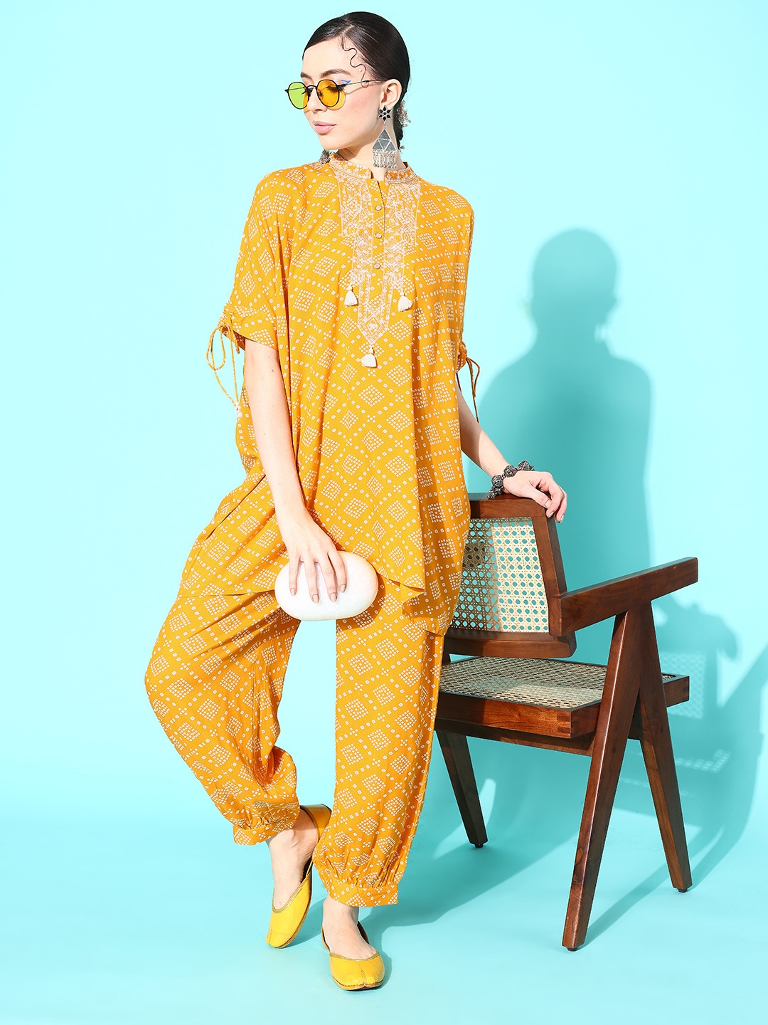 

Nayam By Lakshita Women Printed Tunic with Palazzos, Yellow
