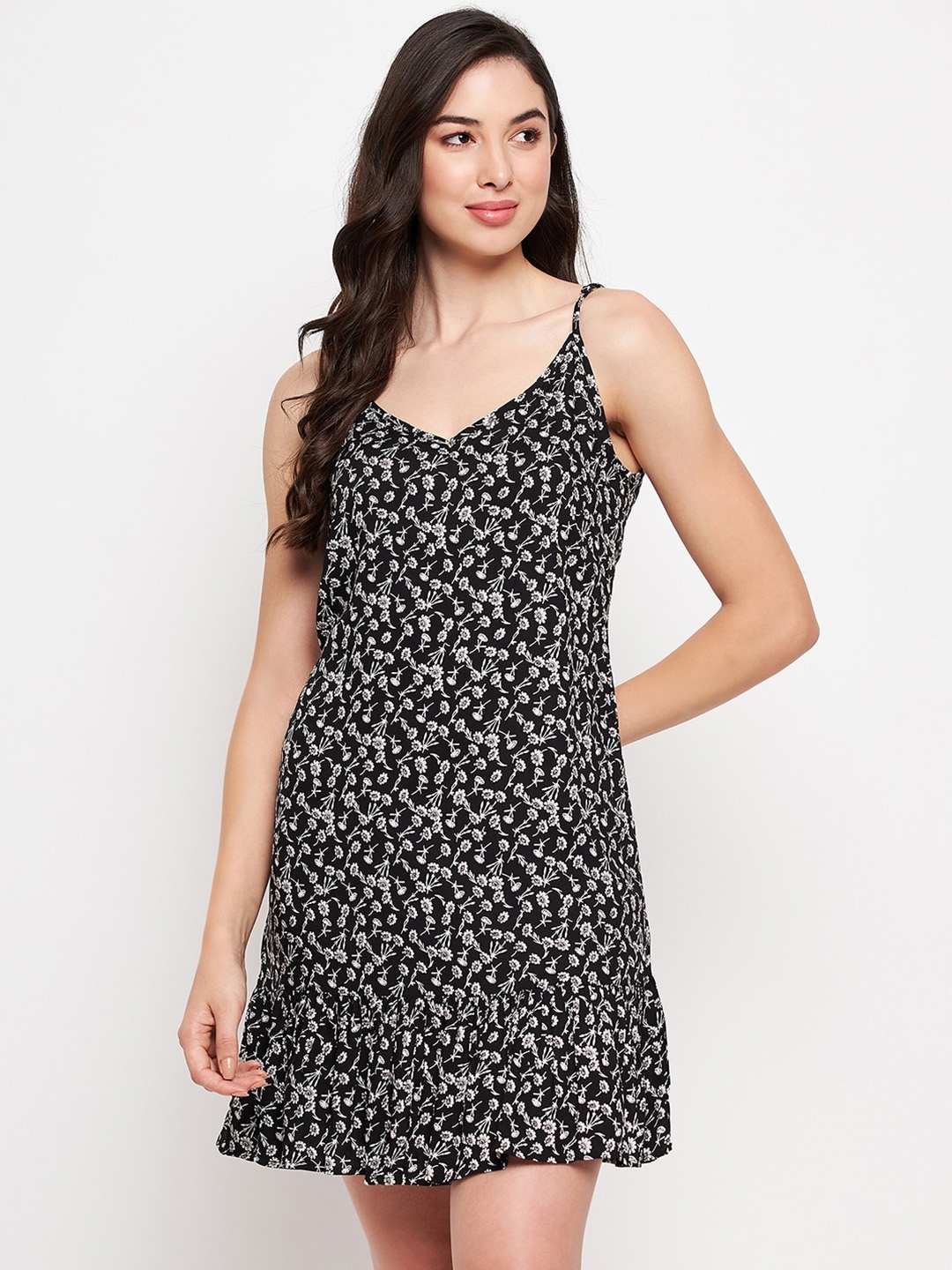 

Hypernation Floral Printed Fit & Flare Dress, Black