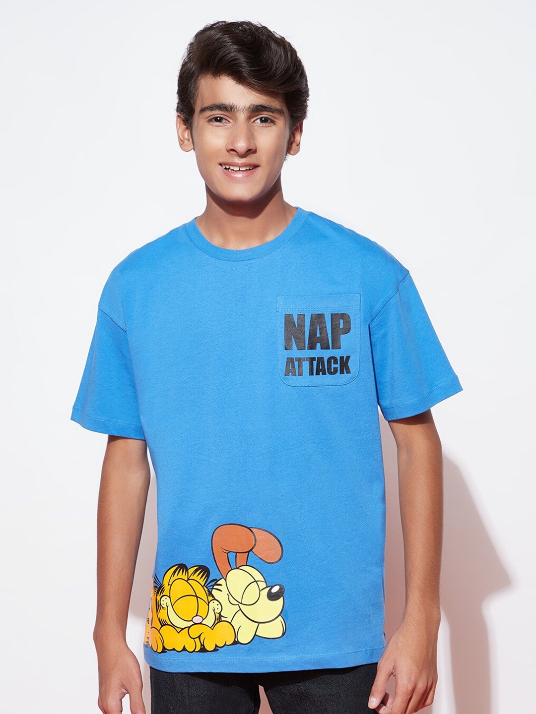 

SPUNKIES Boys Garfield Printed Air Max Cotton T-shirt, Blue