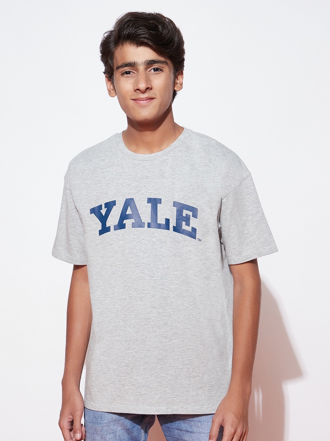 

SPUNKIES Boys Typography Printed Air Max Cotton T-shirt, Grey