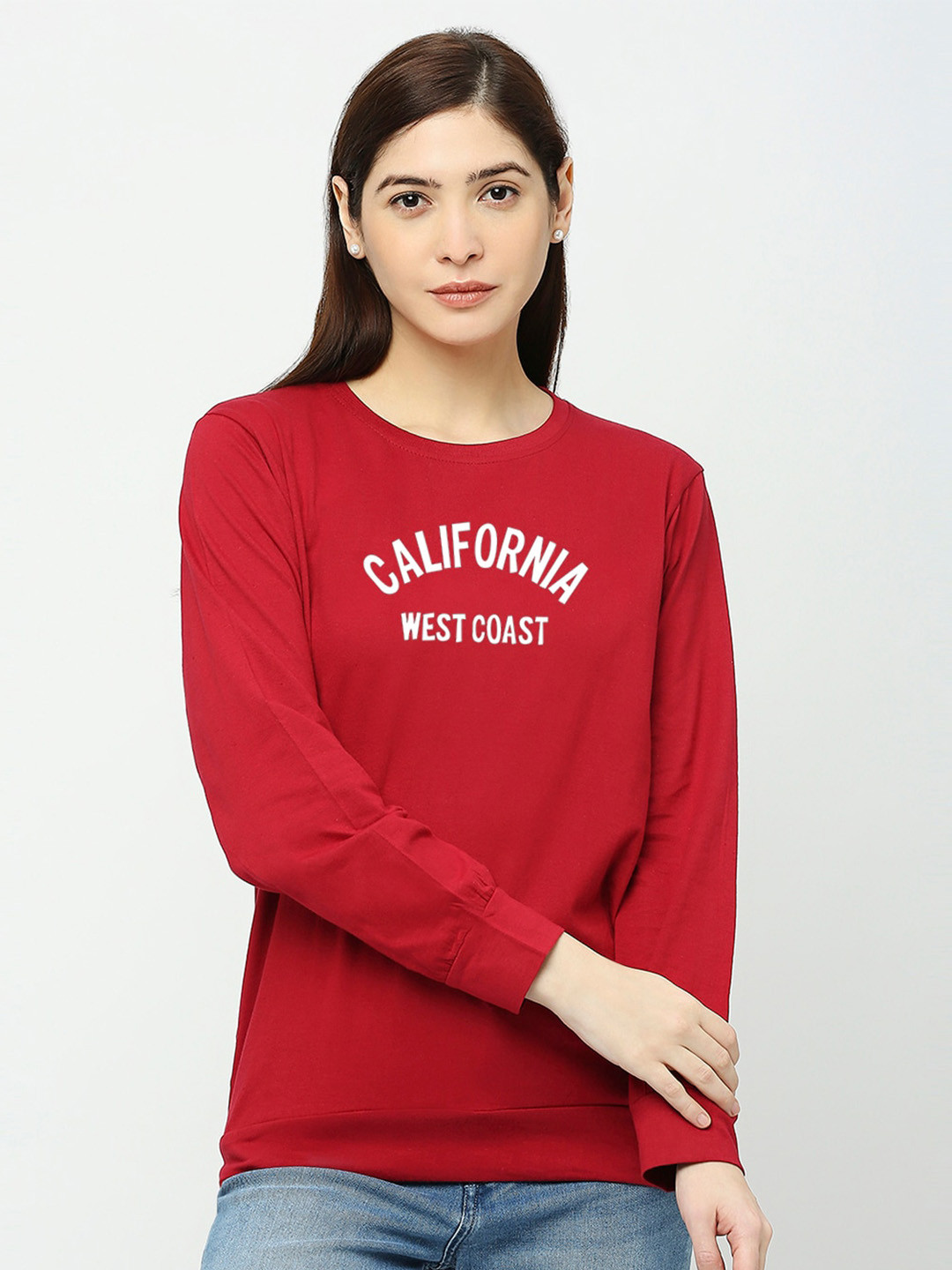 

STATUS MANTRA Typography Printed Cotton Knitted T-shirt, Maroon