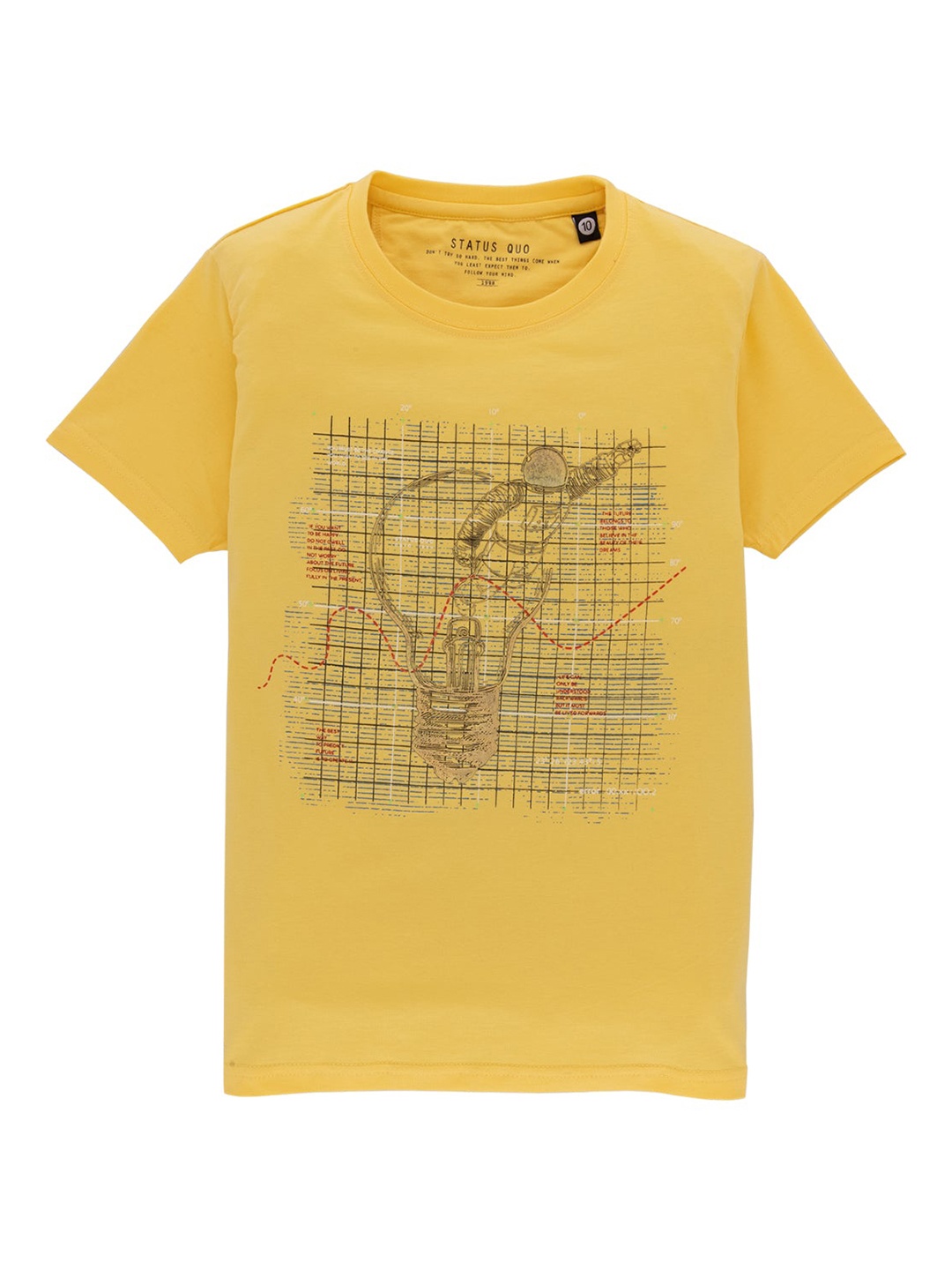 

Status Quo Boys Printed Round Neck Cotton T-shirt, Yellow