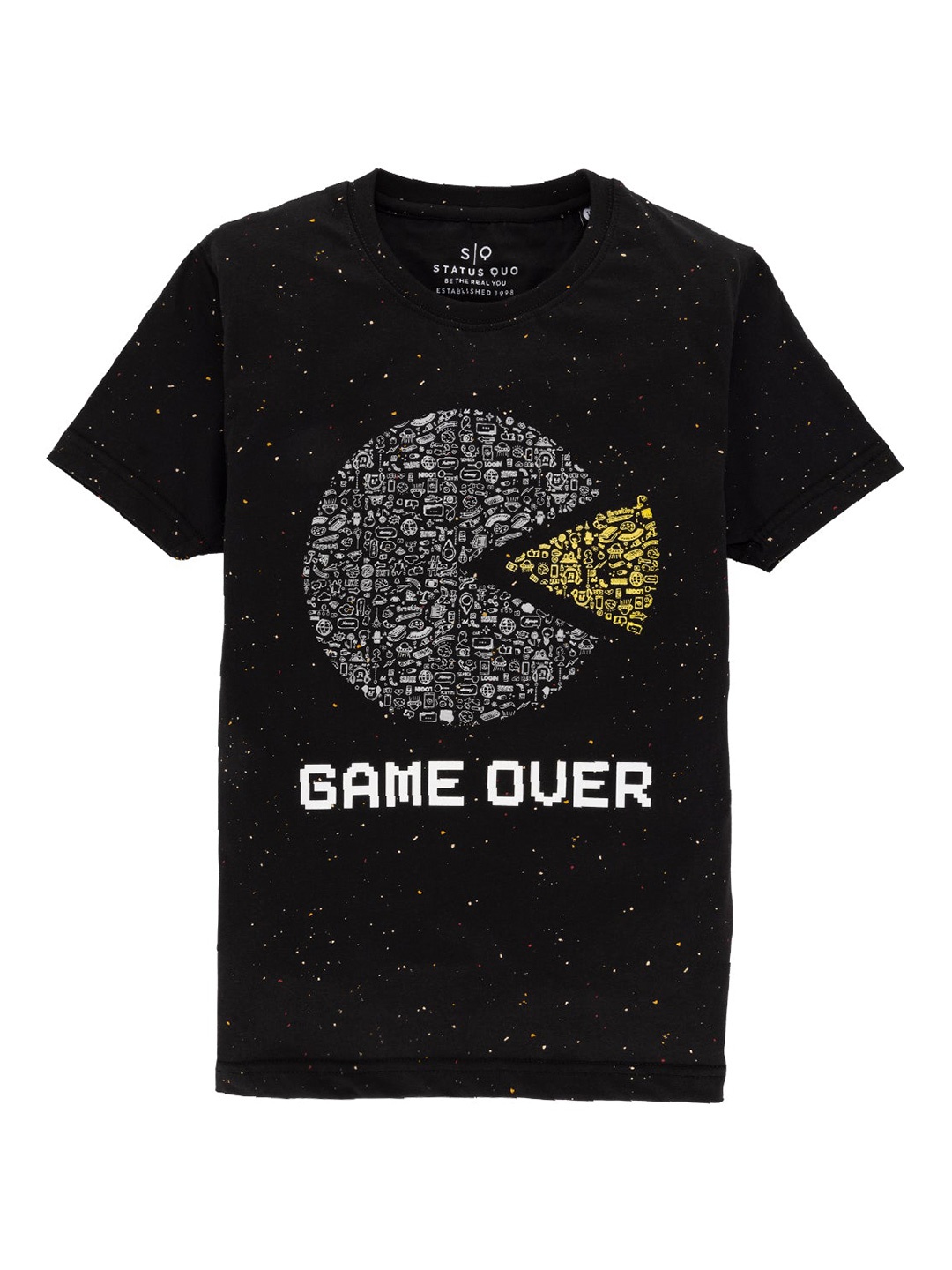 

Status Quo Boys Typography Printed Cotton T-shirt, Black