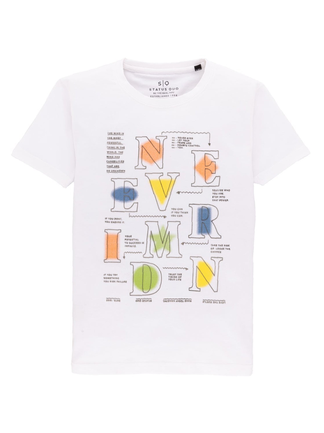 

Status Quo Boys Typography Printed Cotton T-shirt, White