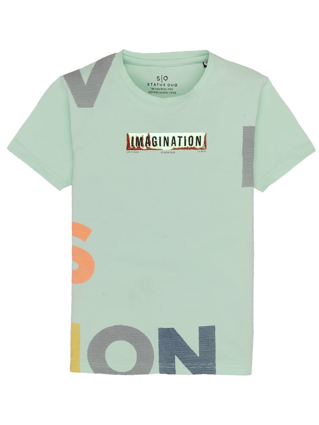 

Status Quo Boys Typography Printed Cotton T-shirt, Green