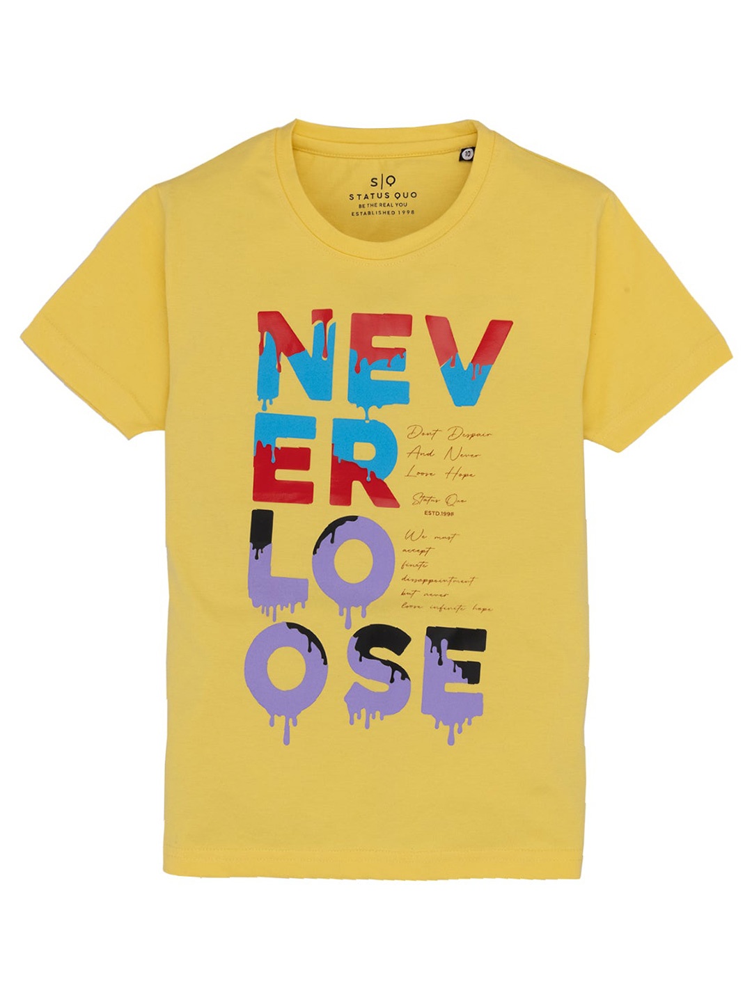 

Status Quo Boys Typography Printed Cotton T-shirt, Yellow