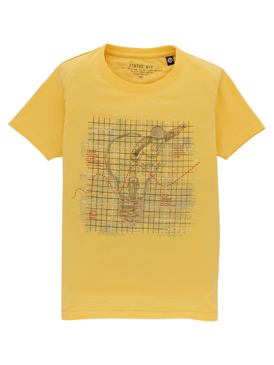 

Status Quo Boys Graphic Printed Cotton T-shirt, Yellow