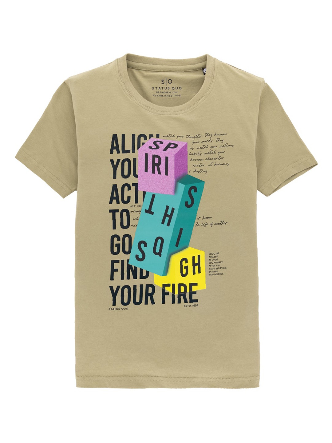 

Status Quo Boys Typography Printed Cotton T-shirt, Olive