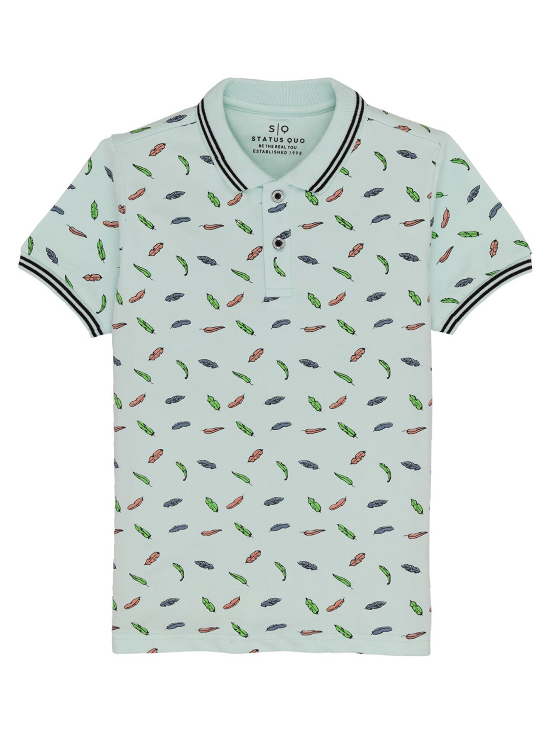 

Status Quo Boys Conversational Printed Polo Collar Cotton T-shirt, Blue