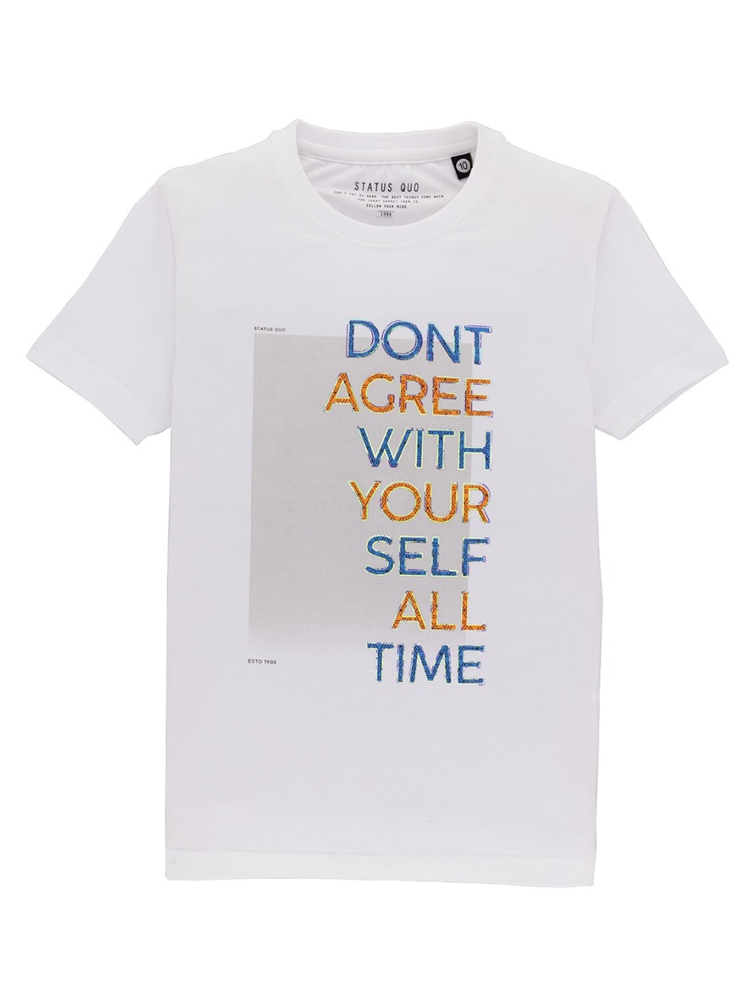 

Status Quo Boys Typography Printed Cotton T-shirt, White