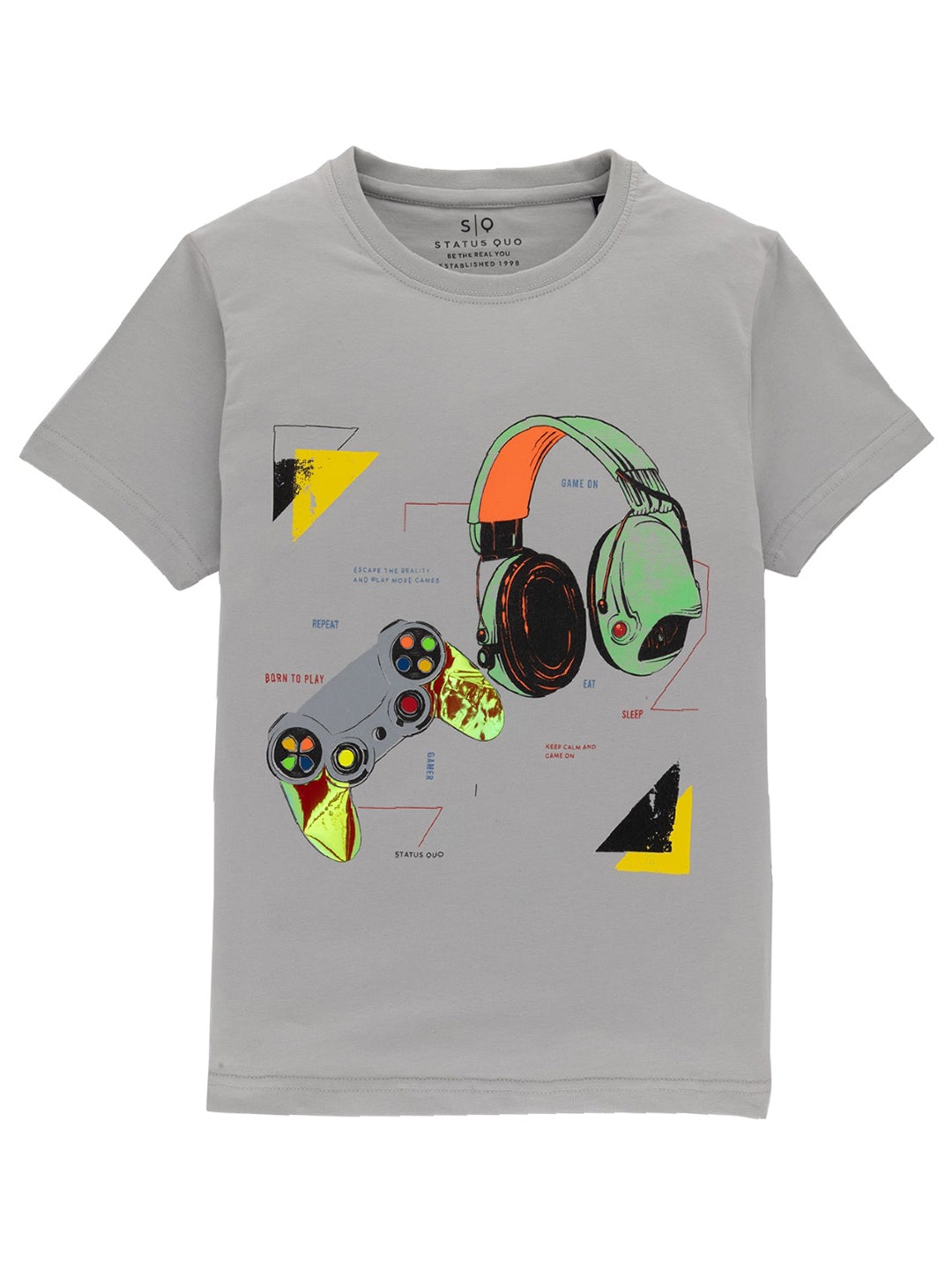 

Status Quo Boys Music Printed Cotton T-shirt, Grey