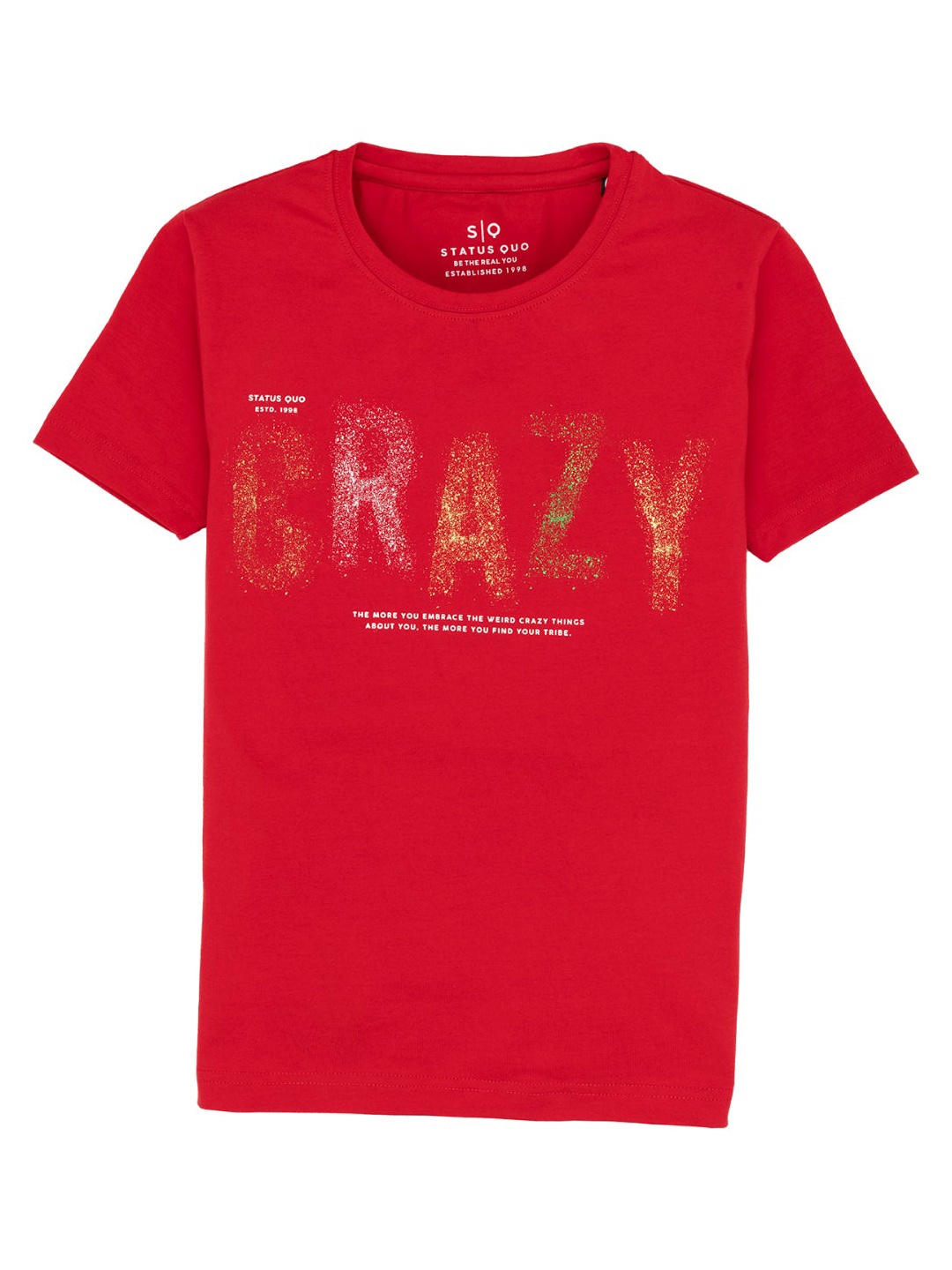 

Status Quo Boys Typography Printed Cotton T-shirt, Red