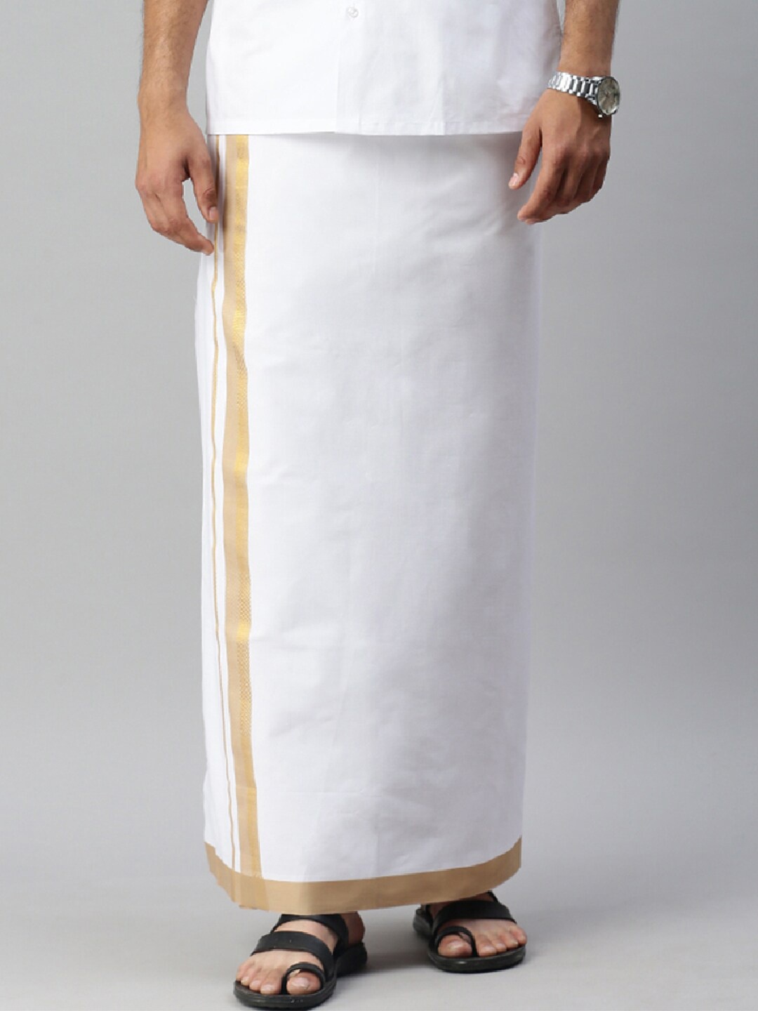 

Ramraj Cotton With Zari Border Dhoti, White