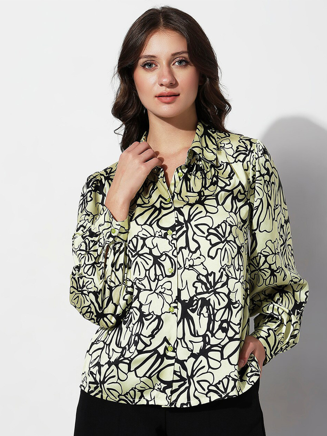 

Vero Moda Vm Uexrecreto Ls Floral Printed Opaque Casual Shirt, Green