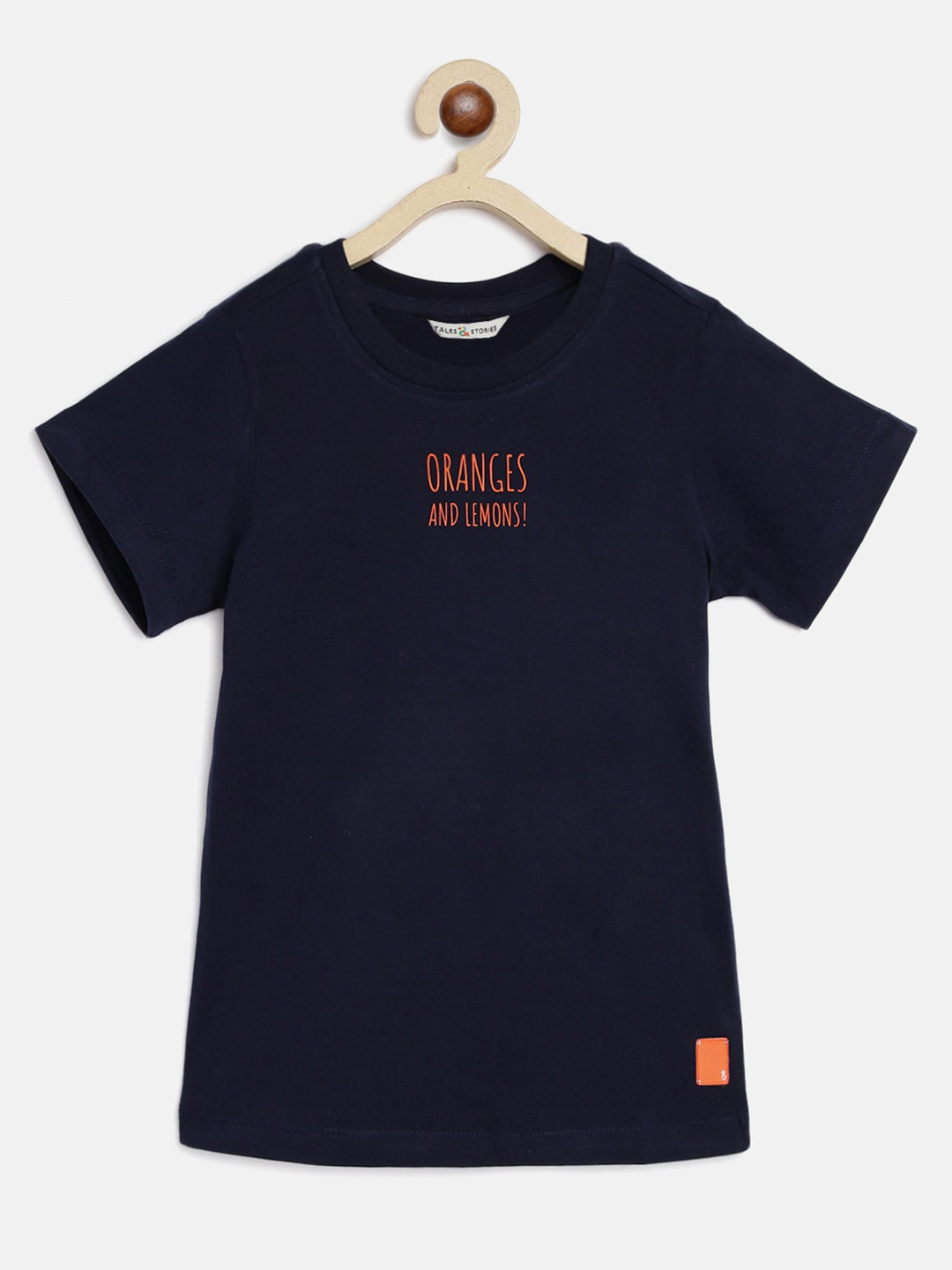 

TALES & STORIES Boys Typography Printed Cotton T-shirt, Navy blue