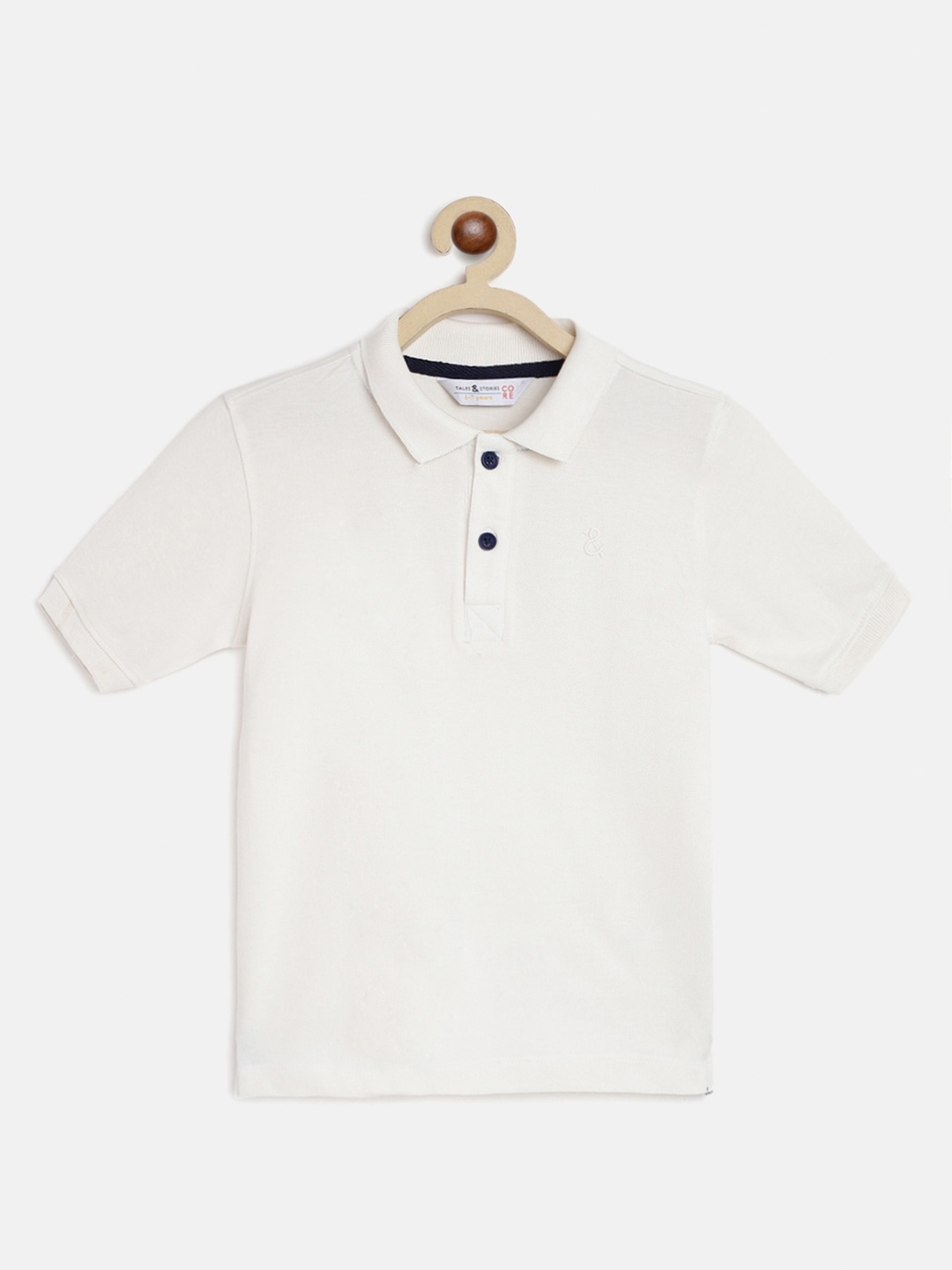 

TALES & STORIES Boys Polo Collar Cotton T-shirt, White