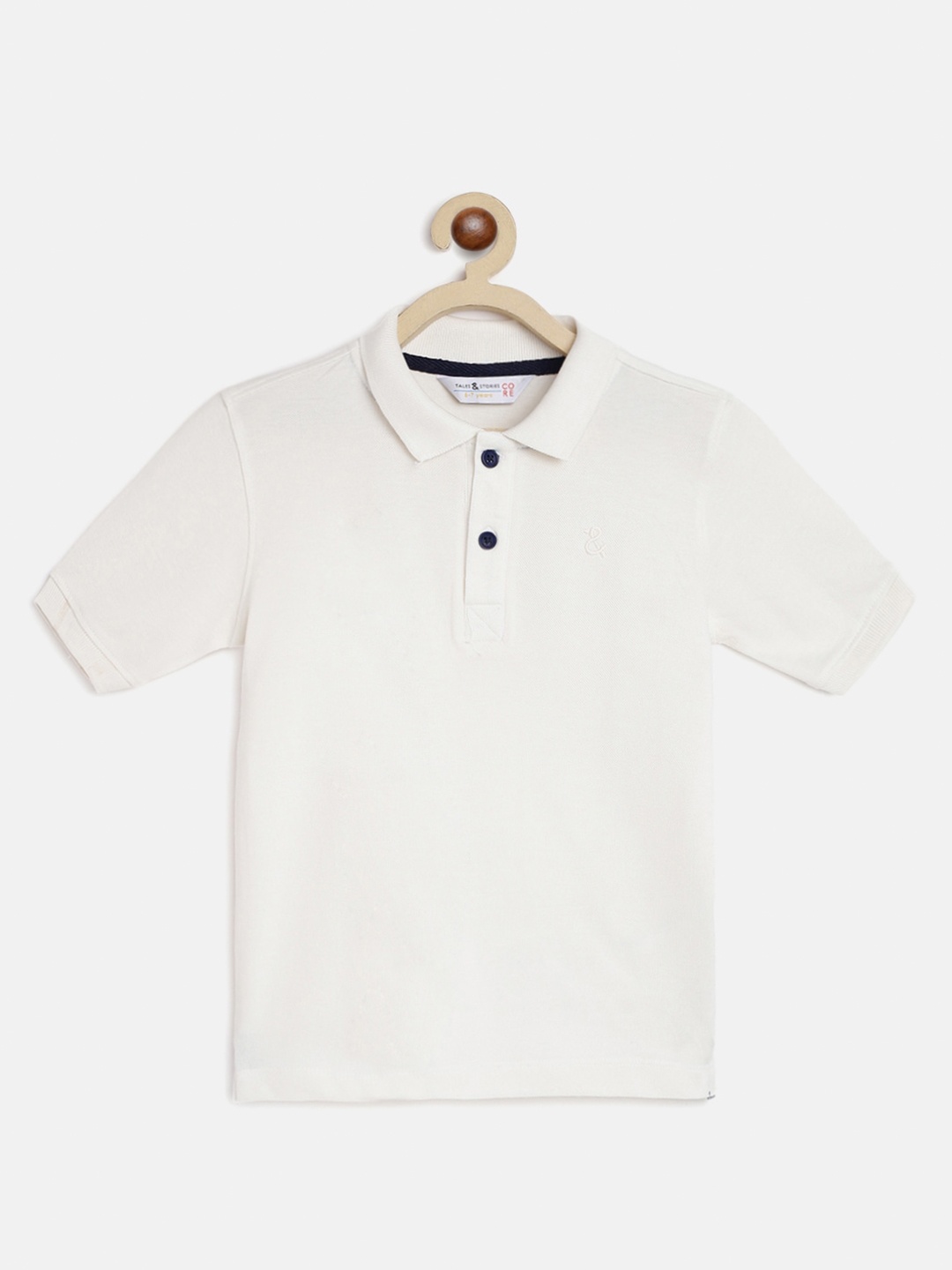 

TALES & STORIES Boys Polo Collar Cotton T-shirt, White