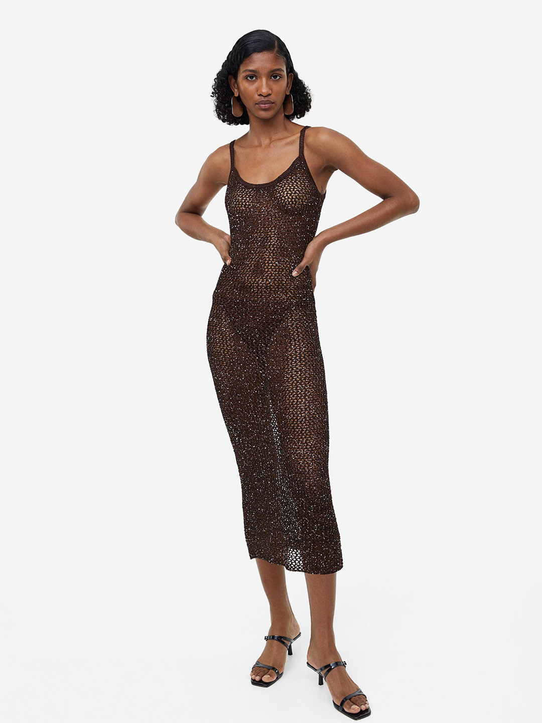 

H&M Crochet-Look Dress, Black