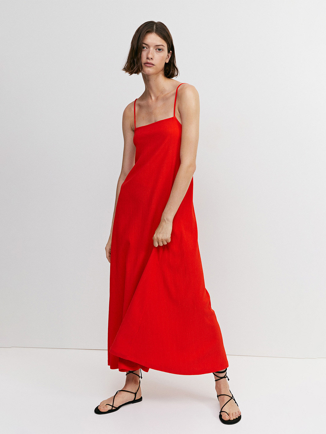 

H&M Textured Strappy Dress, Red