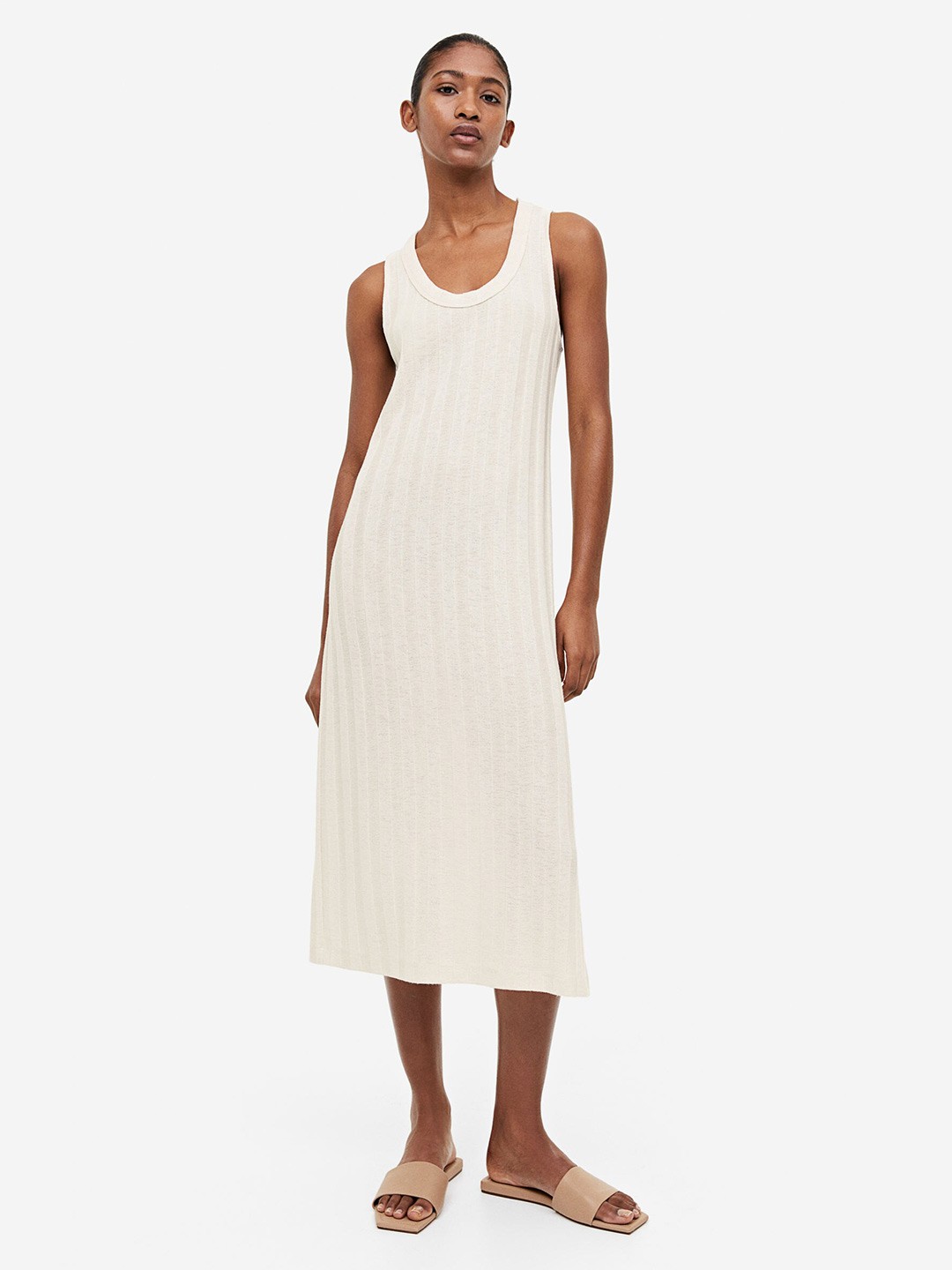 

H&M Rib-Knit Dress, Beige