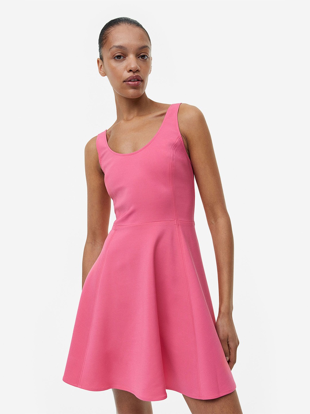 

H&M Flared-Skirt Mini Dress, Pink