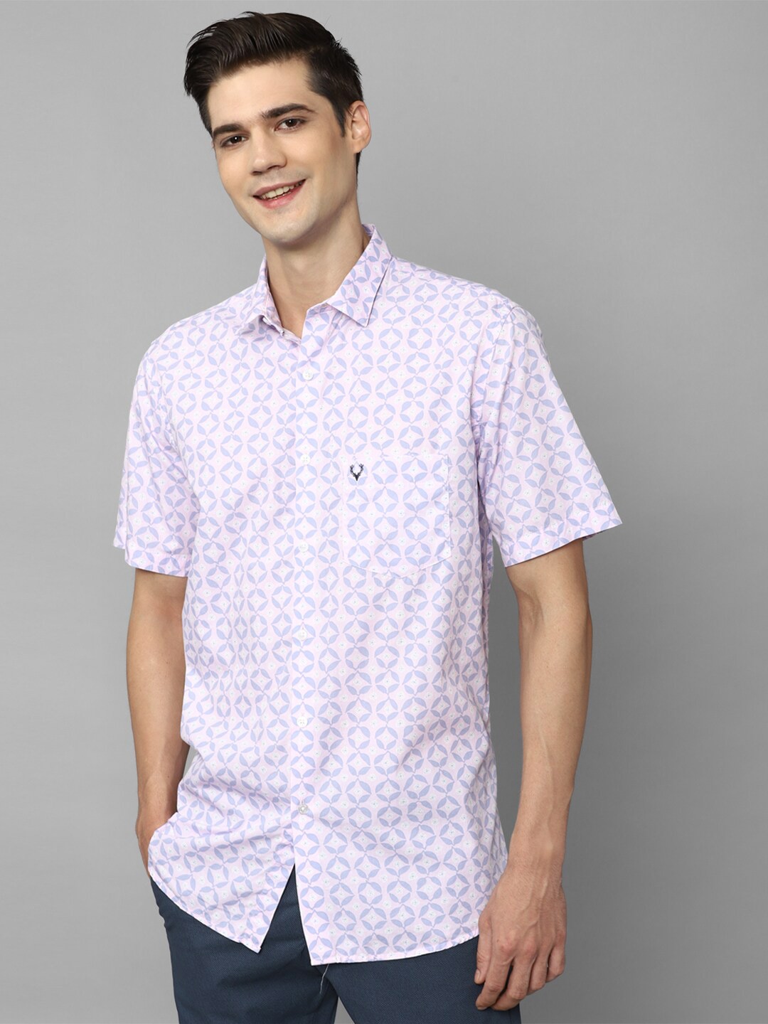 

Allen Solly Slim Fit Floral Printed Pure Cotton Casual Shirt, Purple