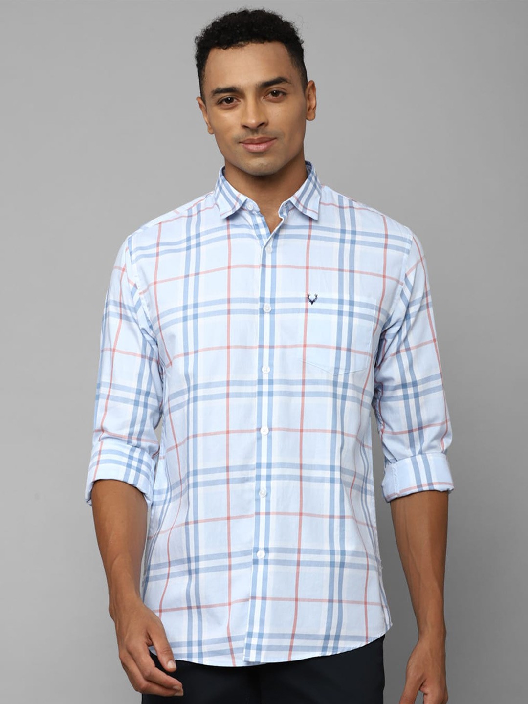 

Allen Solly Slim Fit Tartan Checked Casual Pure Cotton Shirt, Blue