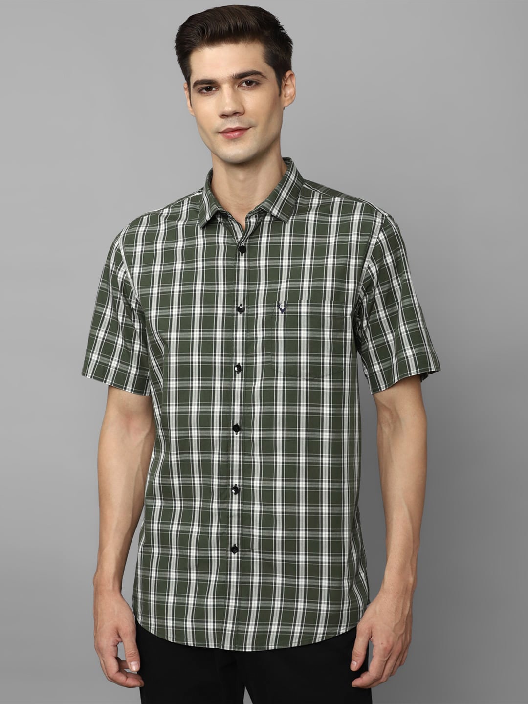 

Allen Solly Slim Fit Tartan Checked Casual Pure Cotton Shirt, Olive