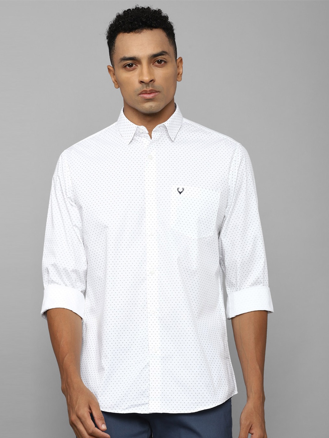 

Allen Solly Slim Fit Micro Ditsy Printed Pure Cotton Casual Shirt, White
