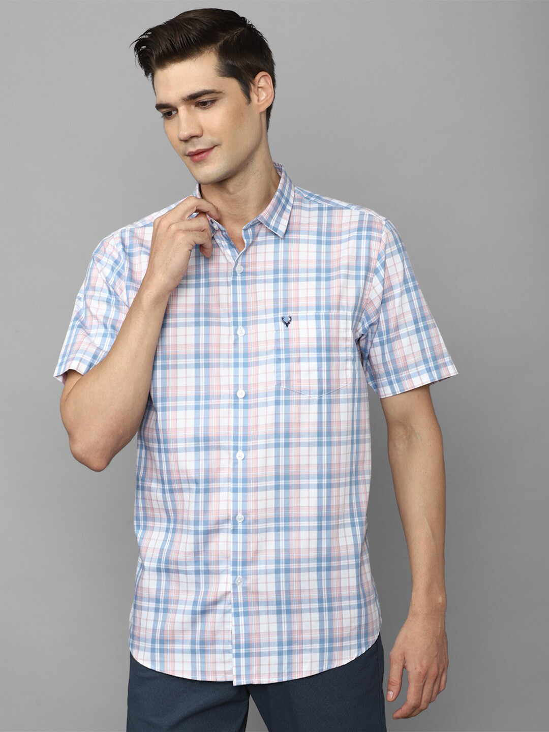 

Allen Solly Slim Fit Checked Pure Cotton Casual Shirt, White