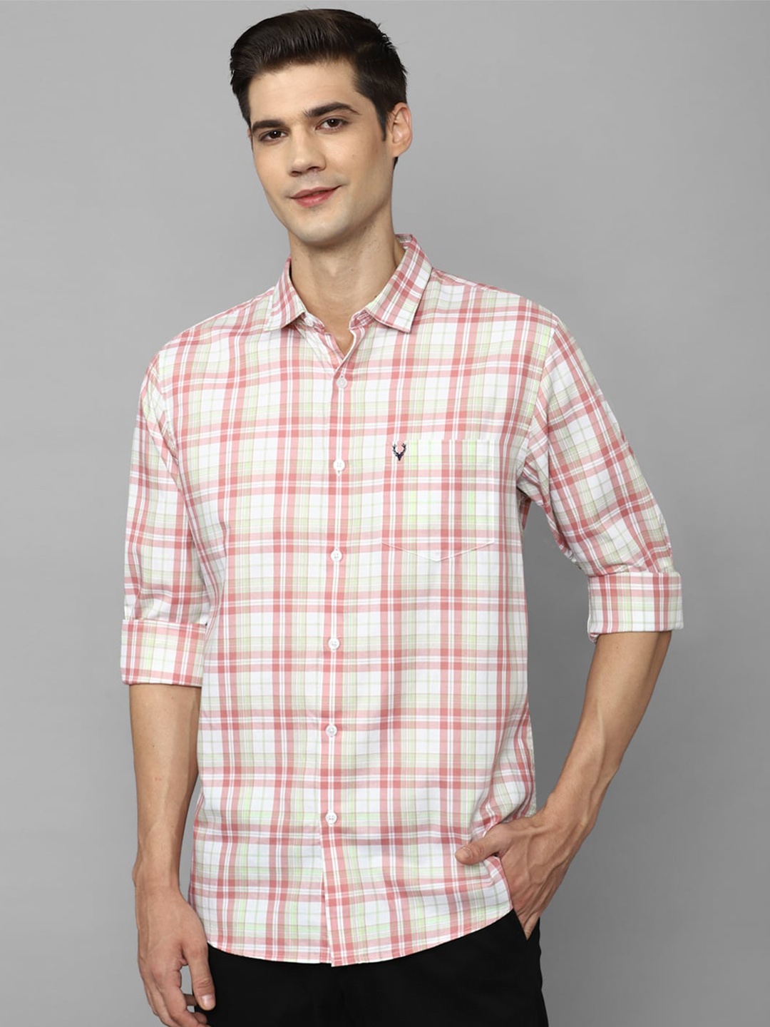 

Allen Solly Slim Fit Checked Pure Cotton Casual Shirt, White