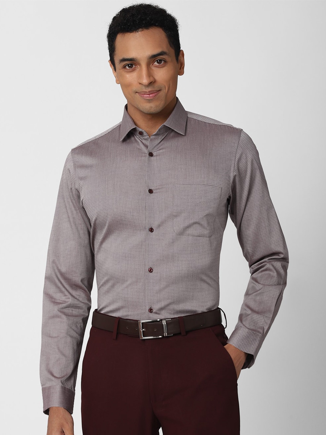 

Peter England Men Grey Slim Fit Opaque Formal Shirt