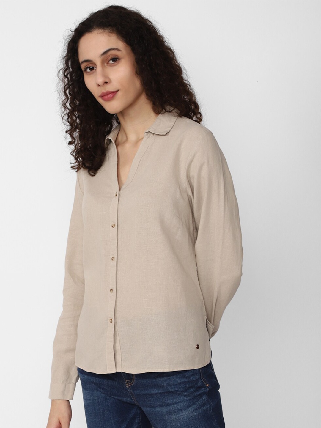 

Van Heusen Woman Linen Formal Shirt, Beige