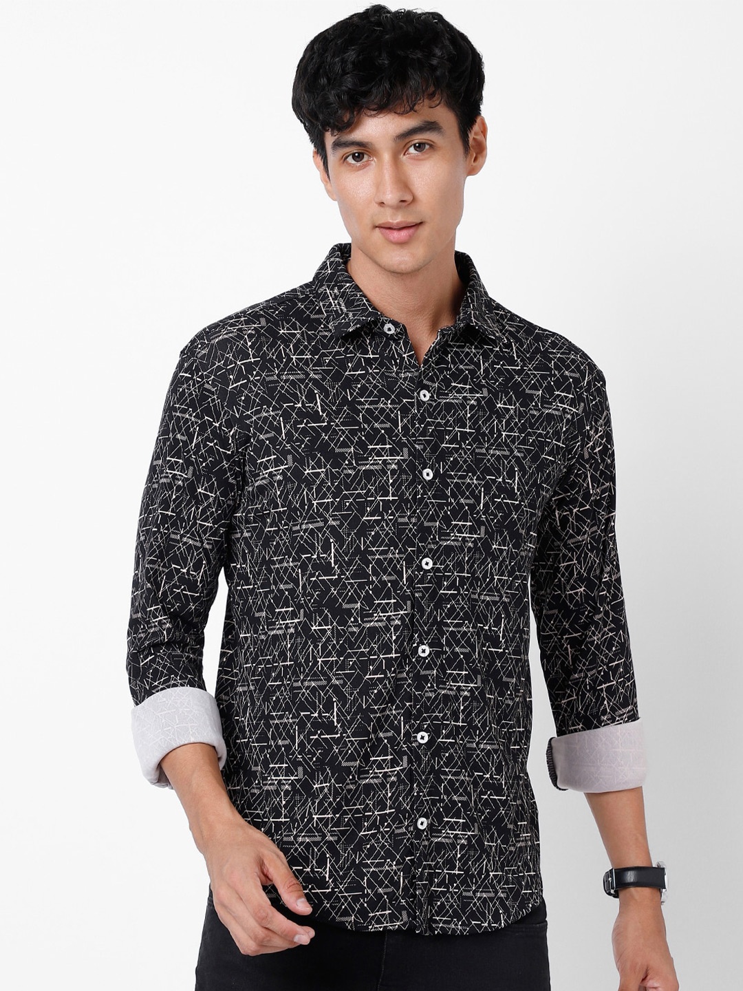 

VASTRADO Abstract Printed Casual Shirt, Black