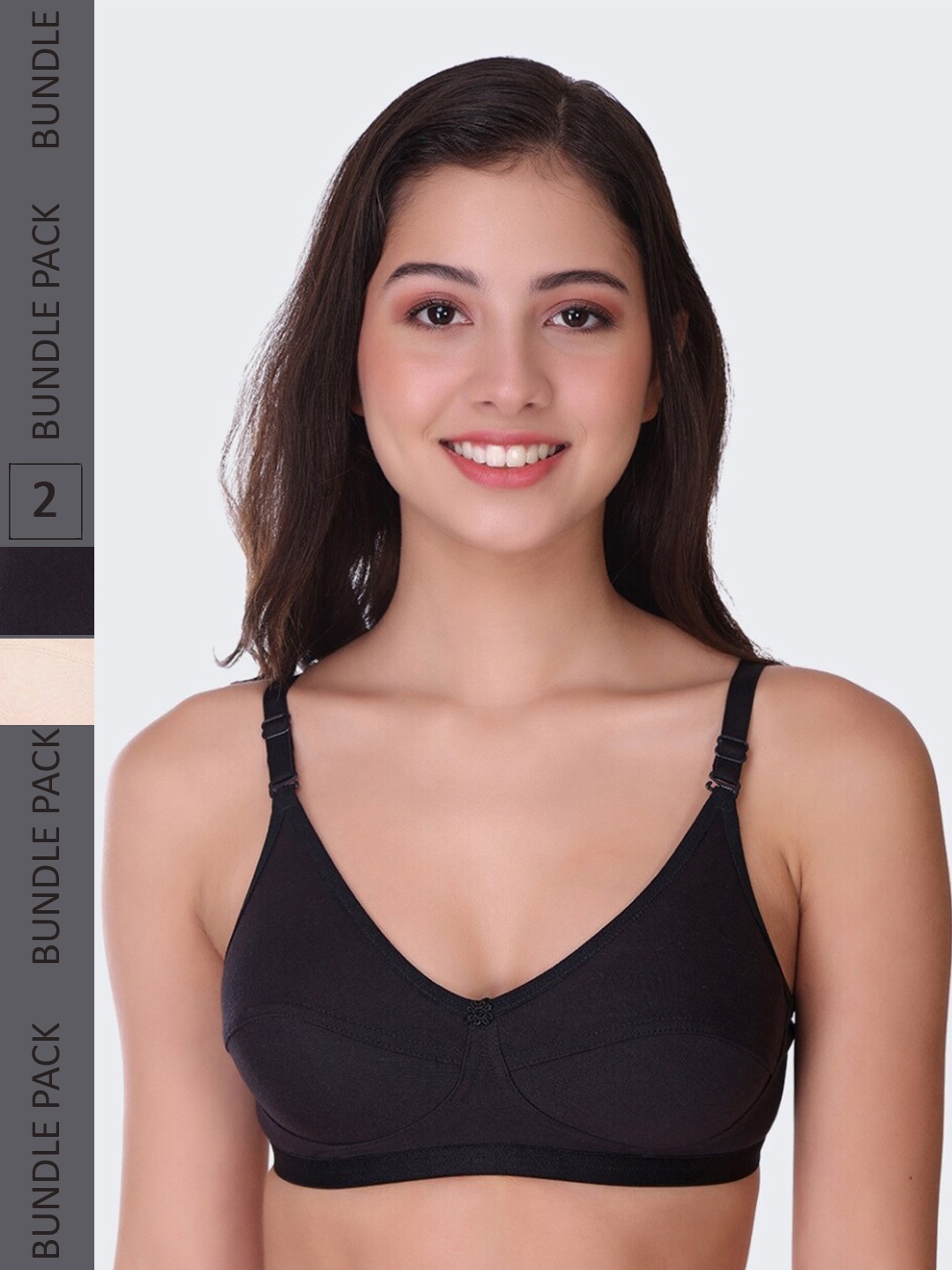 

POOJA RAGENEE Pack Of 2 Full Coverage Non-Wired Lightly Padded Everyday Bras, Black