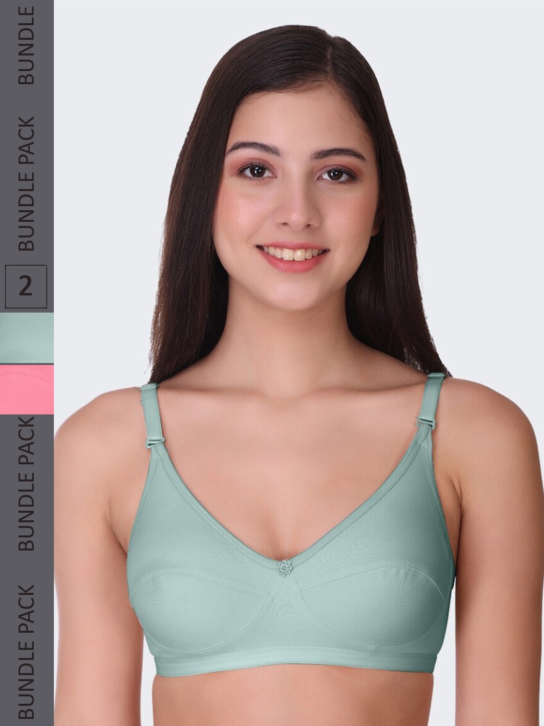 

POOJA RAGENEE Pack Of 2 Full Coverage Non-Wired Lightly Padded Everyday Bras, Pink