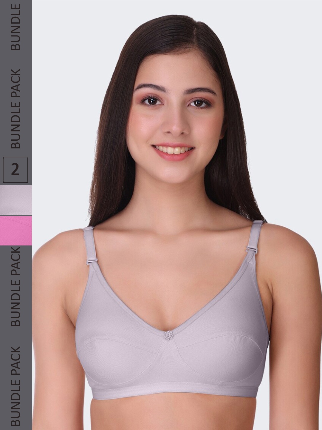 

POOJA RAGENEE Pack Of 2 Full Coverage Non-Wired Lightly Padded Everyday Bras, Grey