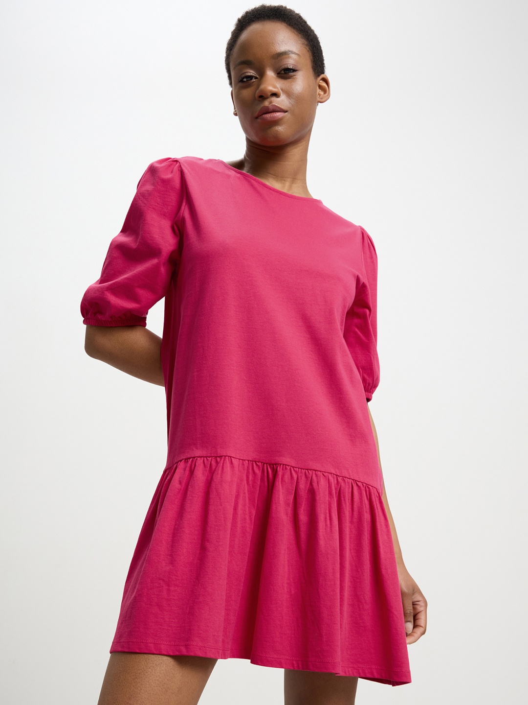 

CALLIOPE Pure Cotton Drop-Waist Dress, Fuchsia