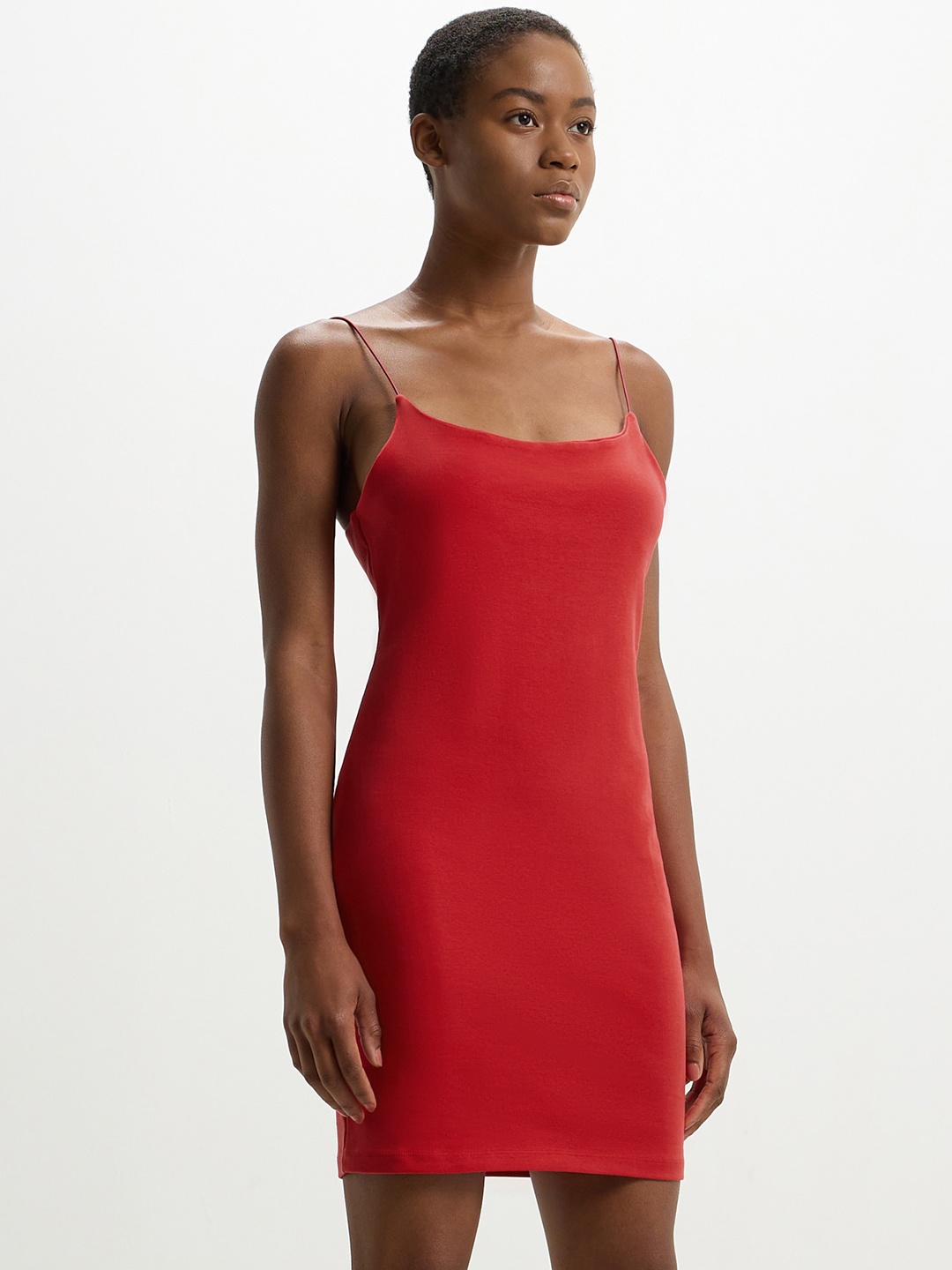 

CALLIOPE Shoulder Straps Bodycon Mini Dress, Red