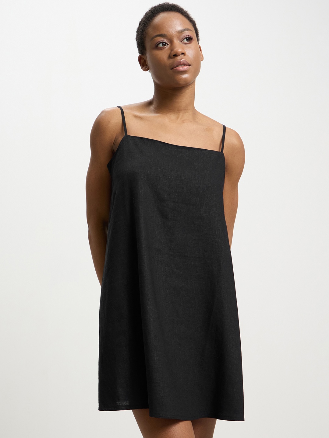 

CALLIOPE Tie-Up Detail Shift Mini Dress, Black