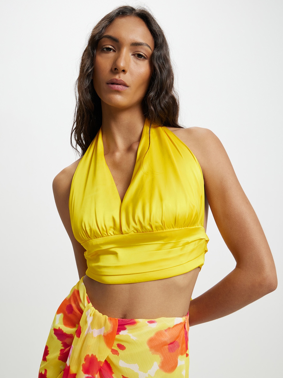 

CALLIOPE Styled Back Crop Top, Yellow
