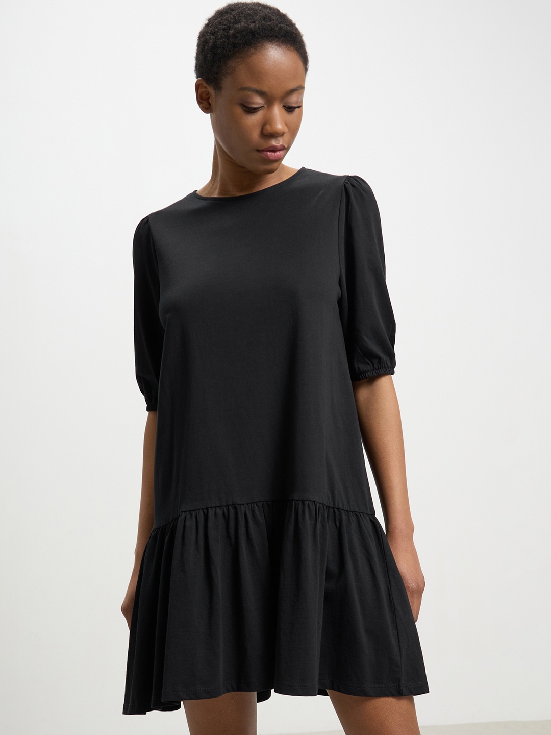 

CALLIOPE Pure Cotton Drop-Waist Dress, Black