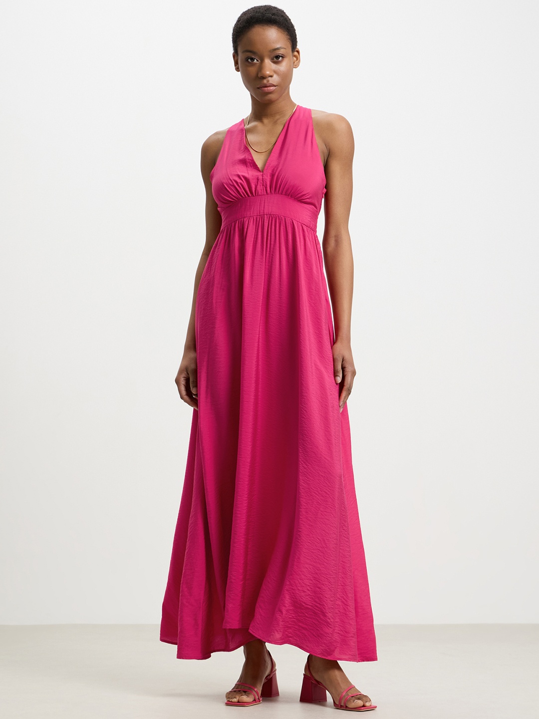 

CALLIOPE Plunge V-Neck Maxi Dress, Pink
