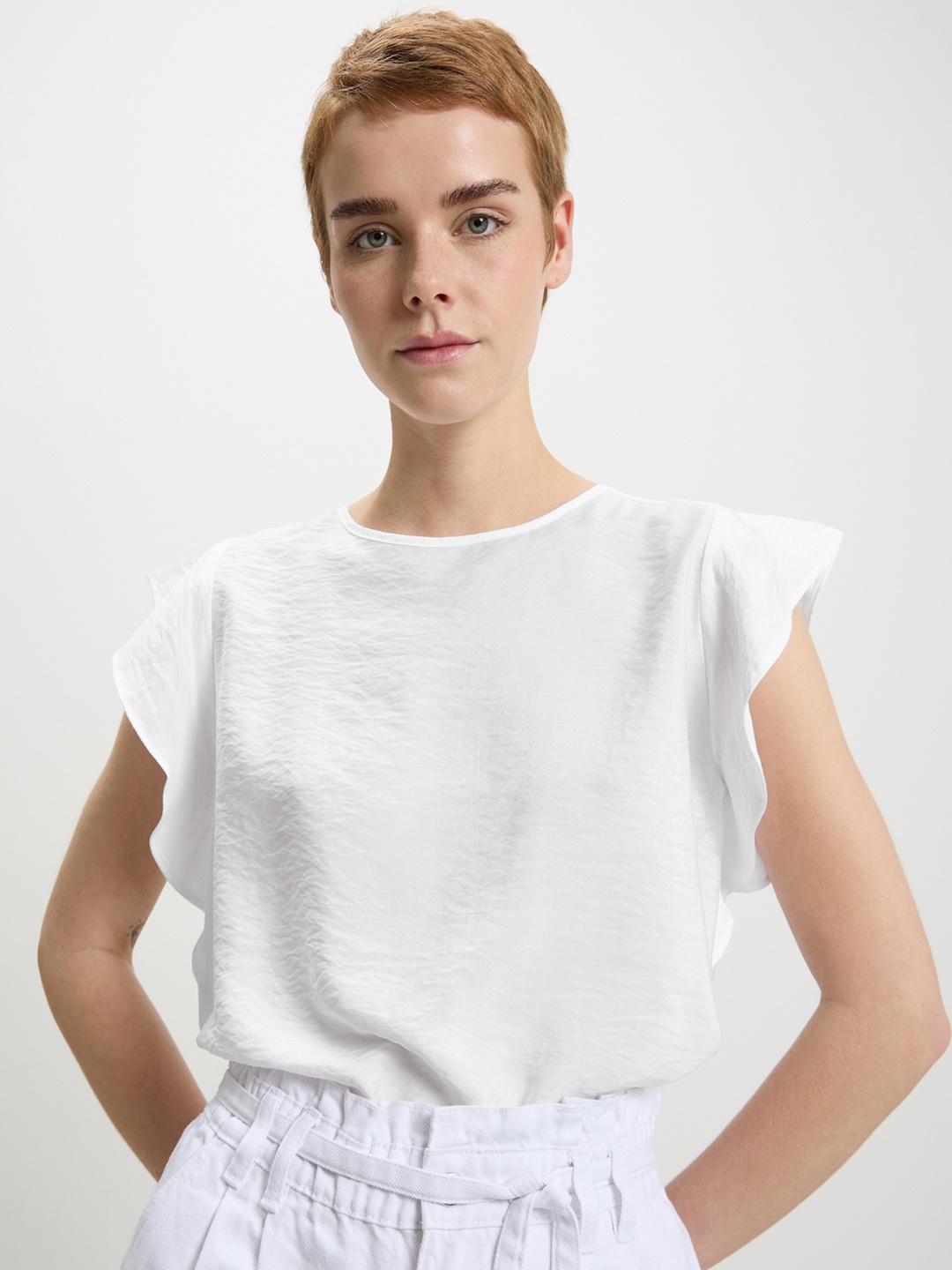 

CALLIOPE Flared Sleeve Top, White