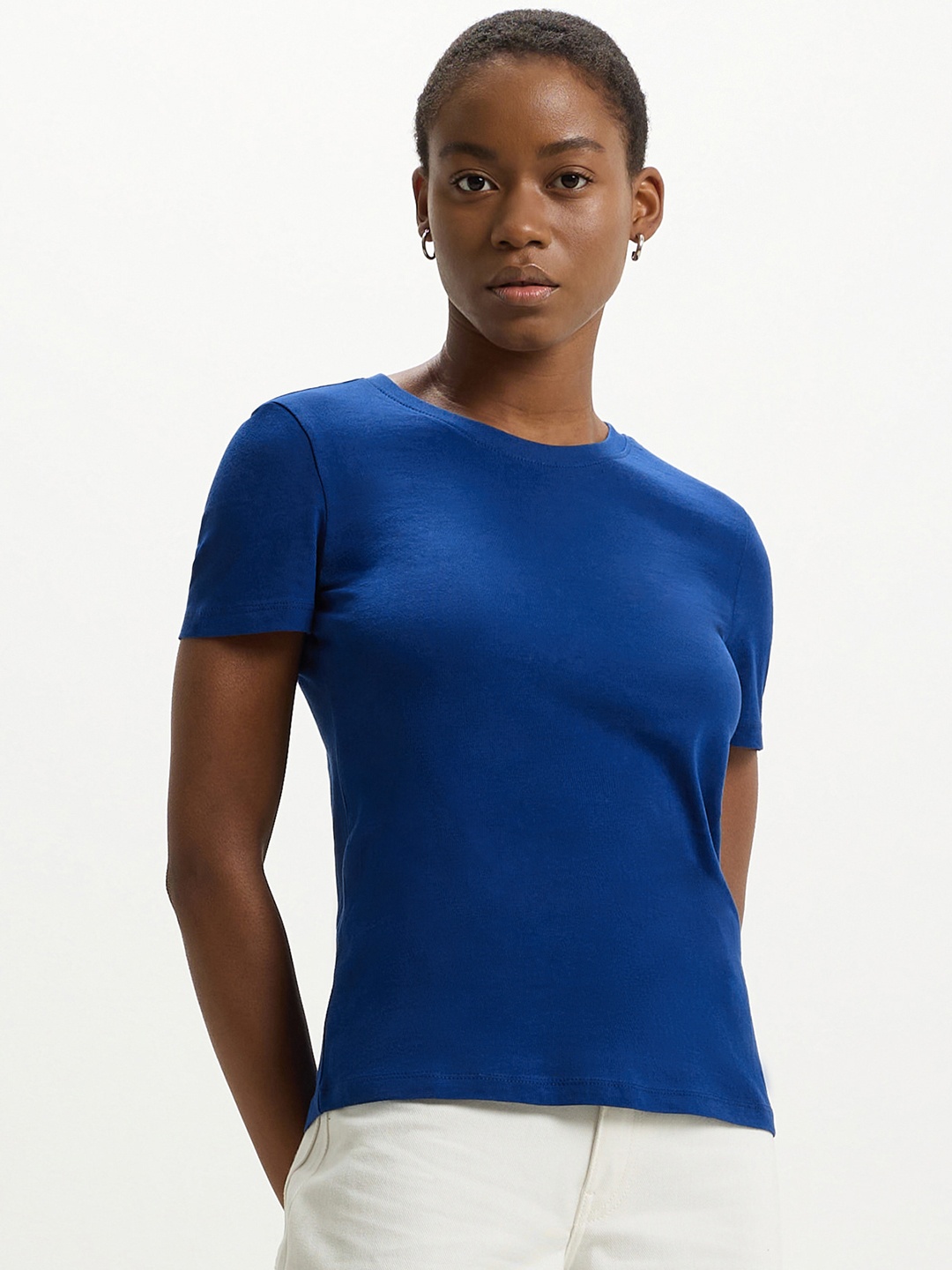 

CALLIOPE Pure Cotton Crew Neck T-shirt, Blue