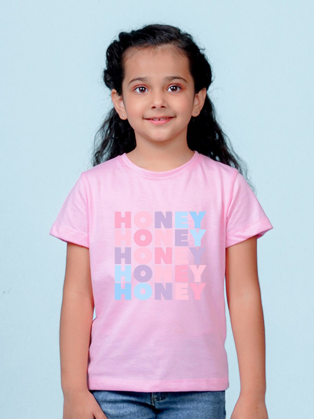 

NUSYL Girls Typography Printed T-shirt, Pink