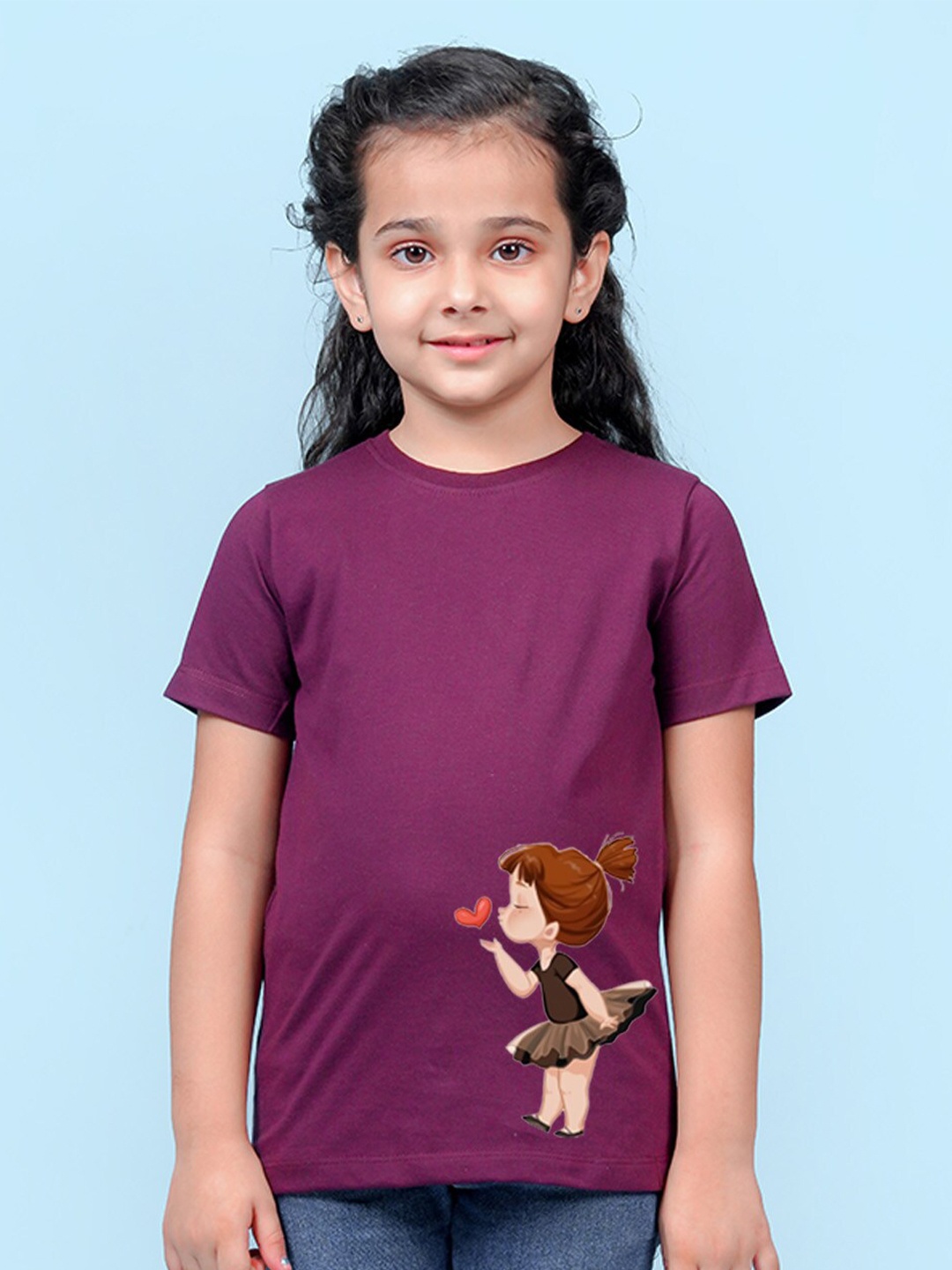 

NUSYL Girls Graphic Printed Cotton T-shirt, Burgundy
