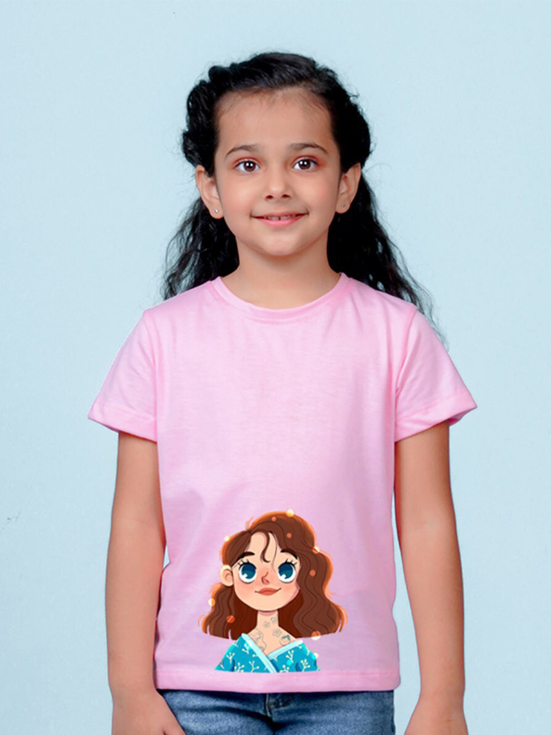 

NUSYL Girls Graphic Printed Cotton T-shirt, Pink