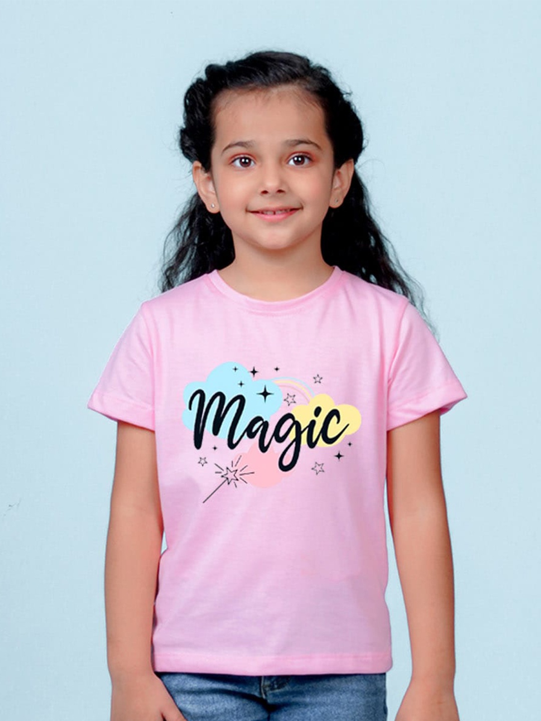 

NUSYL Girls Typography Printed T-shirt, Pink
