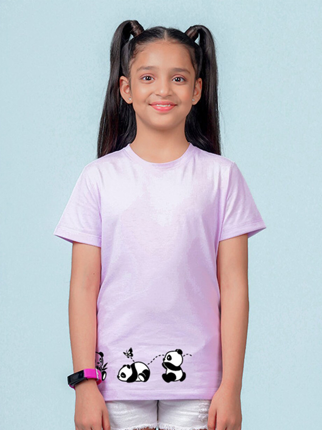 

NUSYL Girls Printed Round Neck T-shirt, Lavender